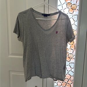 Polo by Ralph Lauren Gray V-Neck T-Shirt